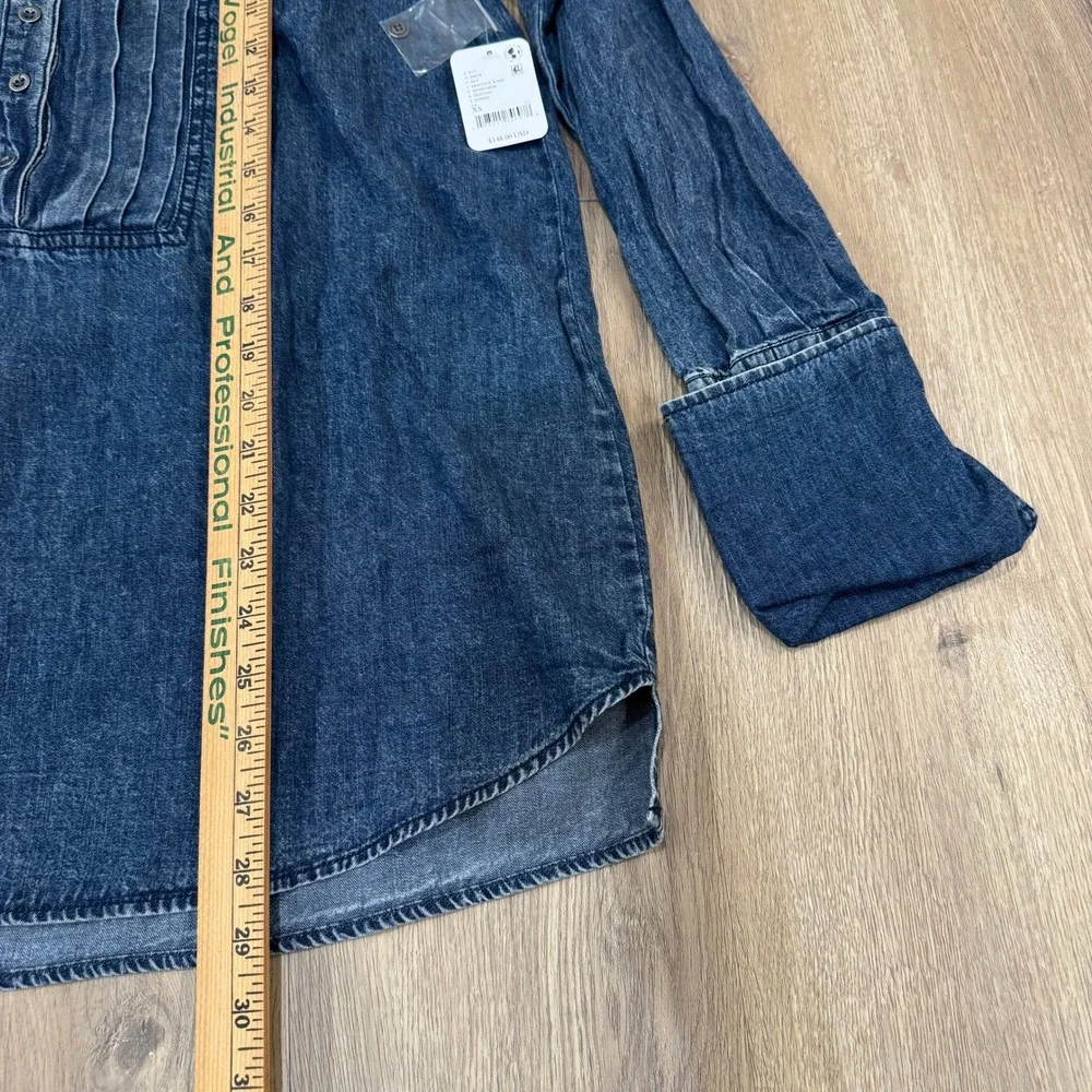 Free People We The Free After Hours Denim Top Montauk Wash Size XS NWT Oversized - Picture 8 of 11